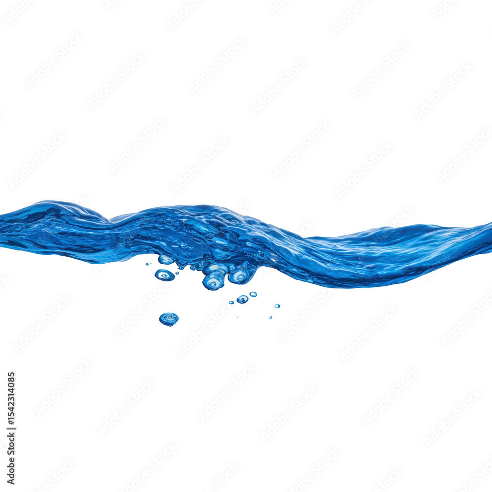 Poster dynamic wave of clear blue water with bubbles creates refreshing and energetic visual. fluid motion 
