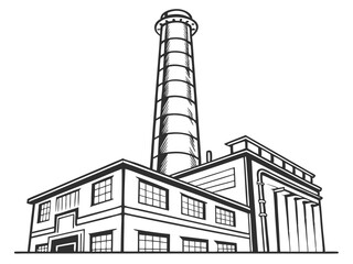 Factory Chimney Isolated on White Background
