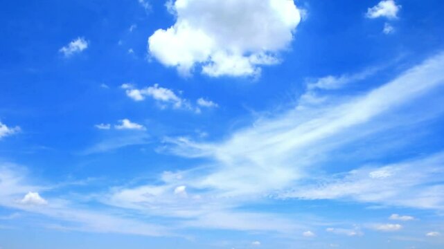 Vivid Blue Sky with Scattered Cumulus Clouds