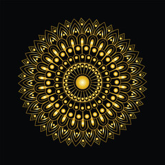 golden mandala on black background