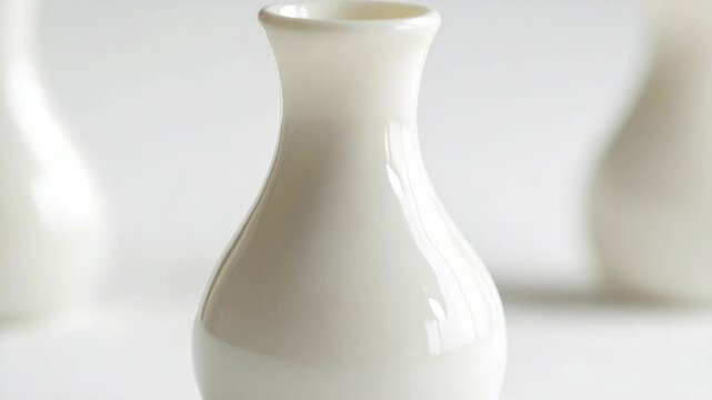 A collection of white vases arranged on a table