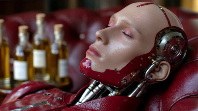 Futuristic robot awakening: advanced technology in artificial intelligence and humanlike robotics