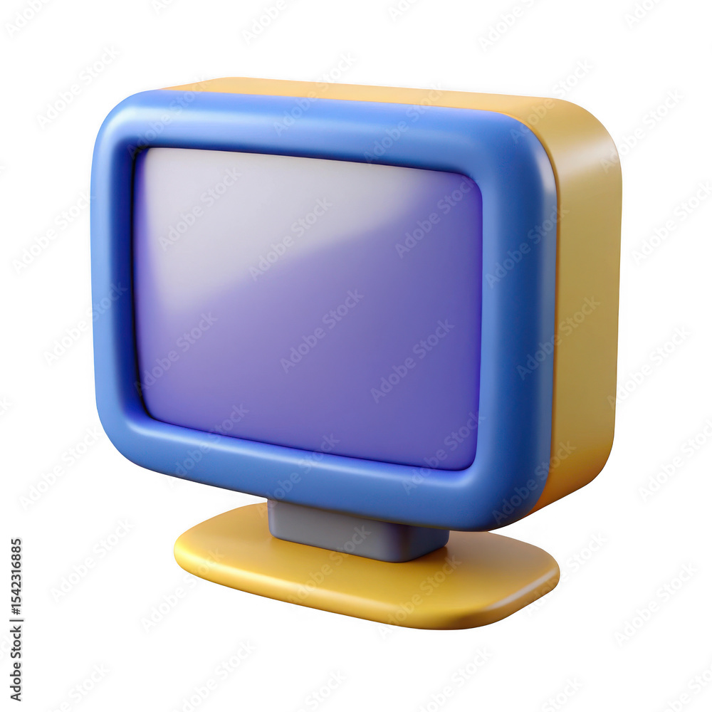 Poster 3d cartoon retro computer monitor isolated on transparent background