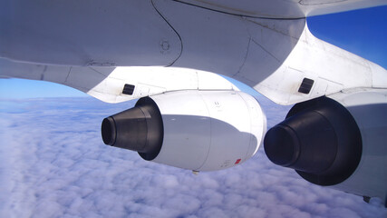 Zurich, Switzerland, April 15, 2015: Inflight View with Wing and Engines