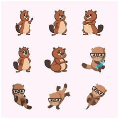 standing cute beaver set