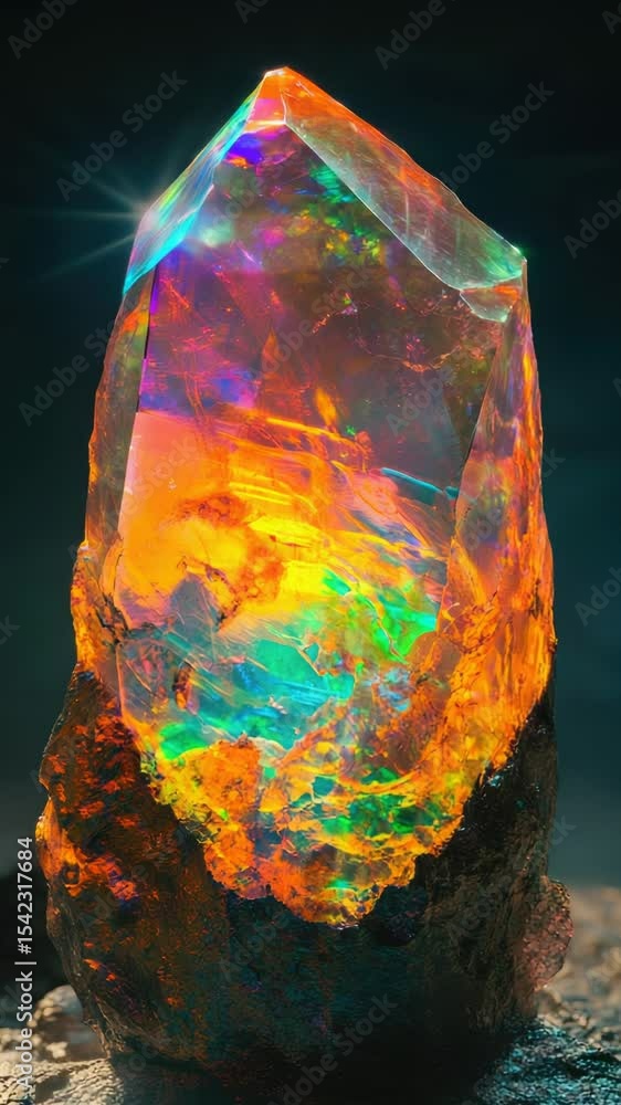 Poster a large rock with a vibrant mineral deposit in the background