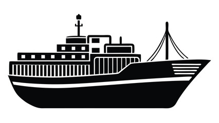 Obraz premium A black cargo ship illustration isolated on white background