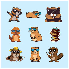 beaver color vector collections