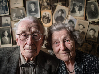 Smiling, mature, senior couple and elderly woman together