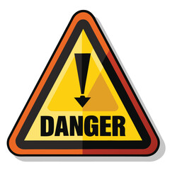 Flat Design Danger Warning Sign with Exclamation Mark