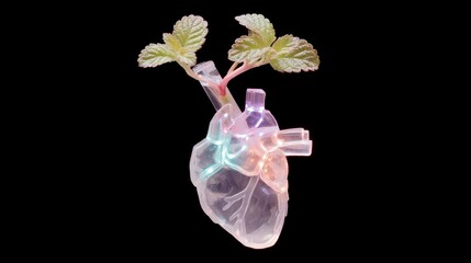 Heart Shape Plant Growing from Transparent Heart Model