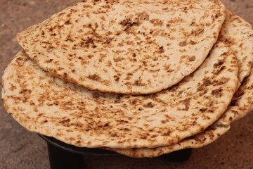 Tafarnout Bread Close Up, Moroccan Amazigh Bread, Tafournout Bread