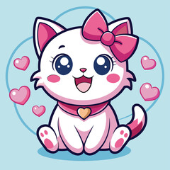 Fototapeta premium cute--happy--smiling--kawaii--cat--kitten--cartoon (1).eps