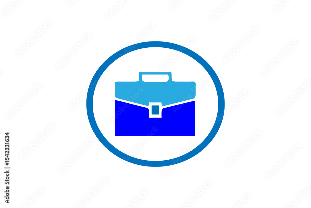 Aufkleber the image is an icon of a briefcase, enclosed within a blue circle. the briefcase itself is rendered
