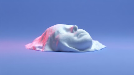 Abstract Foam Sculpture of a Face on a Colorful Background