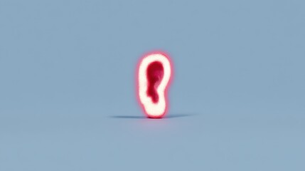 Neon Glowing Ear Outline on a Soft Blue Background