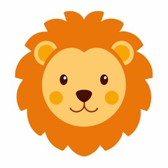 Cute cartoon lion head isolated on white background