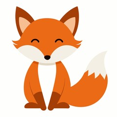 Cute cartoon fox illustration isolated on white background