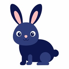 Cute blue bunny rabbit cartoon illustration isolated on white background
