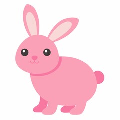 Pink cartoon rabbit isolated on white background