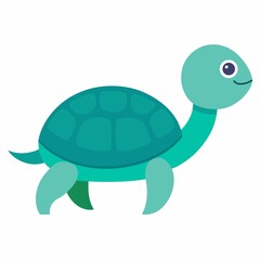 Cute cartoon turtle illustration isolated on white background
