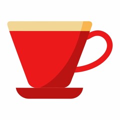 Red coffee cup and saucer isolated on white background