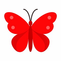 Red butterfly icon isolated on white background
