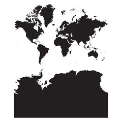 Comprehensive vector map of world continents and regions with borders, labels, and geographic classifications