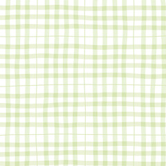 Sage Green Plaid Gingham Madras Check Hand Drawn Background Pattern Overlay