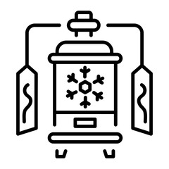 An outline style icon depicting cryogenic