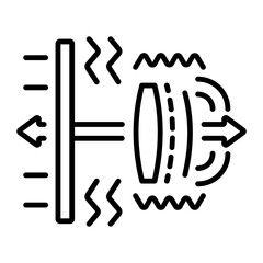 An outline style icon depicting doppler shift