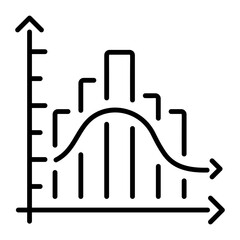 A linear style icon representing histogram  