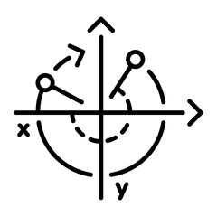 An outline style icon depicting rotational motion  