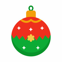 Red and green christmas ornament flat icon