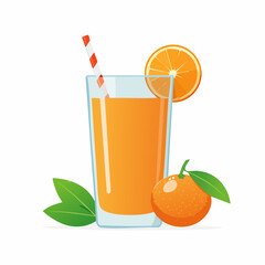 Glass of Orange Juice with Orange Slice and Mandarin
