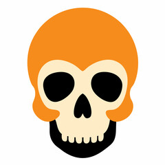 Cute orange halloween skull cartoon illustration