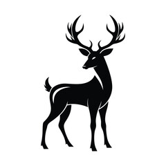 Deer Silhouette Vector | Majestic Stag Illustration on White Background