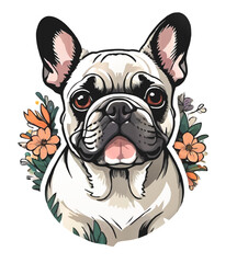 french bulldog portrait cartoon vector illustration