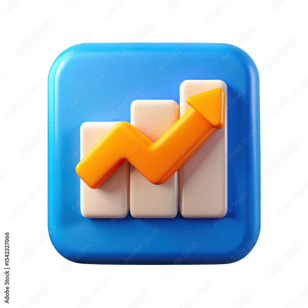Poster 3d growth chart icon isolated on transparent background