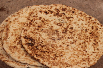 Tafarnout Bread Close Up, Moroccan Amazigh Bread, Tafournout Bread