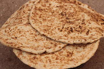 Tafarnout Bread Close Up, Moroccan Amazigh Bread, Tafournout Bread