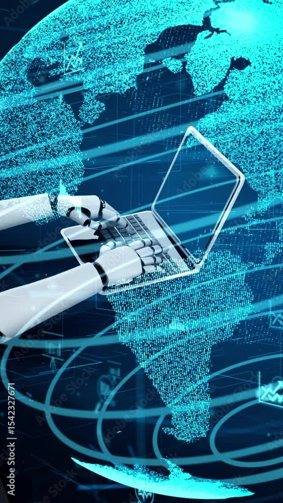 Poster future financial technology controll by ai robot huminoid uses machine learning and artificial intel