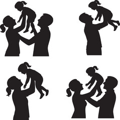 Silhouette of Parent Lifting Child Toward Sky – Symbol of Freedom, Hope, and Trust