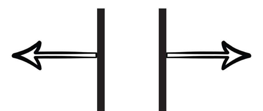 pposite Arrows Passing Through Barriers &ndash; Abstract Symbol Representing Directional Force, Firewall, Data Input-Output, and Boundary Control in Digital Systems