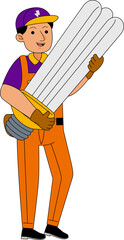 Cartoon Man Holding Light Bulb Illustration