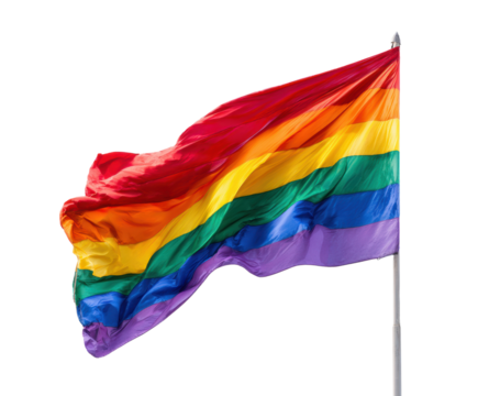 Celebrating pride with a vibrant rainbow flag waving in the wind