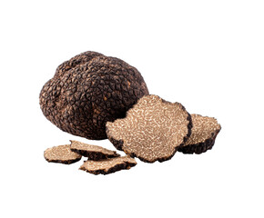 Exquisite black truffle with sliced pieces for culinary delights