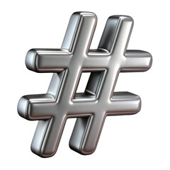 Obraz premium 3d realistic metallic hashtag symbol render