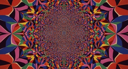 Vibrant Mandala Design Featuring Geometric Shapes and Bold Colors Perfect for Psychedelic Art Decor