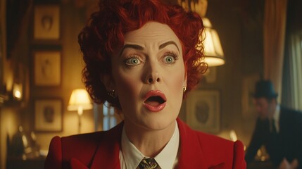 Woman With Red Hair And Outfit In A Vintage Setting